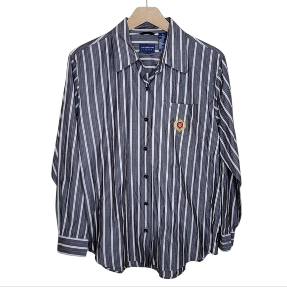 Liz Claiborne LizSport | Gray & White Button Up Shirt Size Medium - Picture 1 of 5